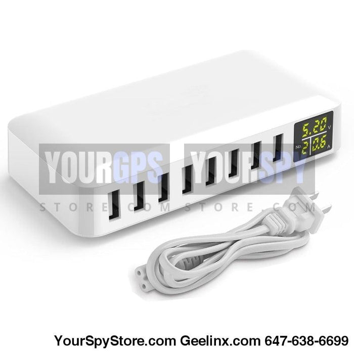 Charging Station - 8- Port USB Charger Charging Station For Multiple Devices With LED Display (Laptops/Tablets/Phones)