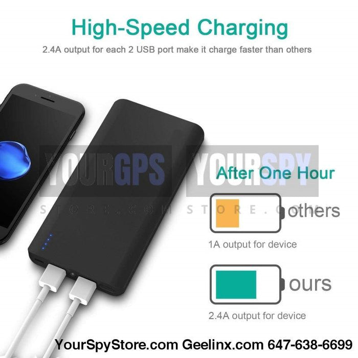 Charging Station - Power Bank 13000mAh Portable Charger 2 USB Ports 4.8A Output High-Speed Charging External Battery Backup With Flashlight