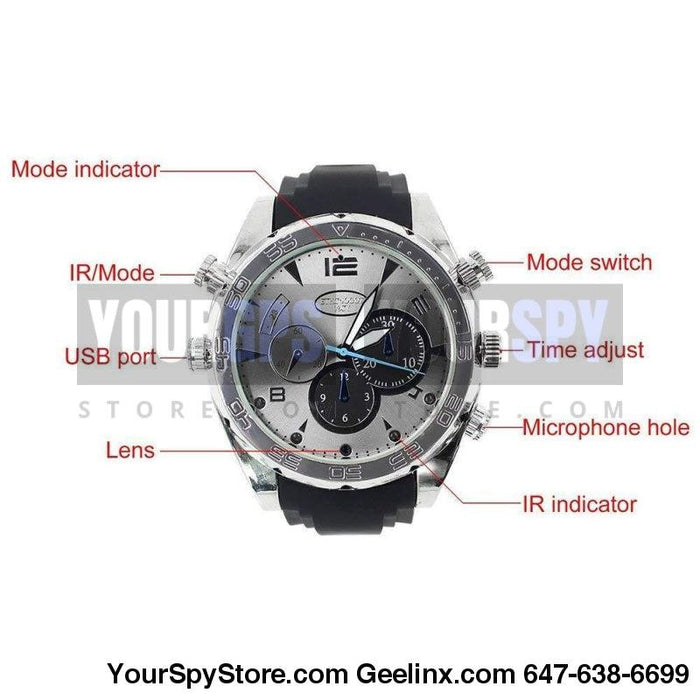 Watch Camera - Mens Spy Watch Camera 1080P HD IR Night Vision 32GB Memory